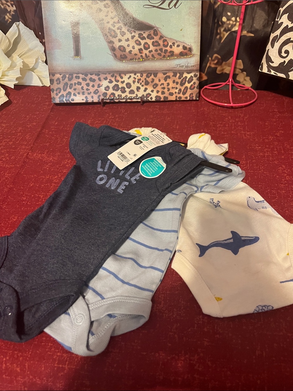 Boys' 3-Pack Navy, Light Blue & White One-Piece Bodysuit Set